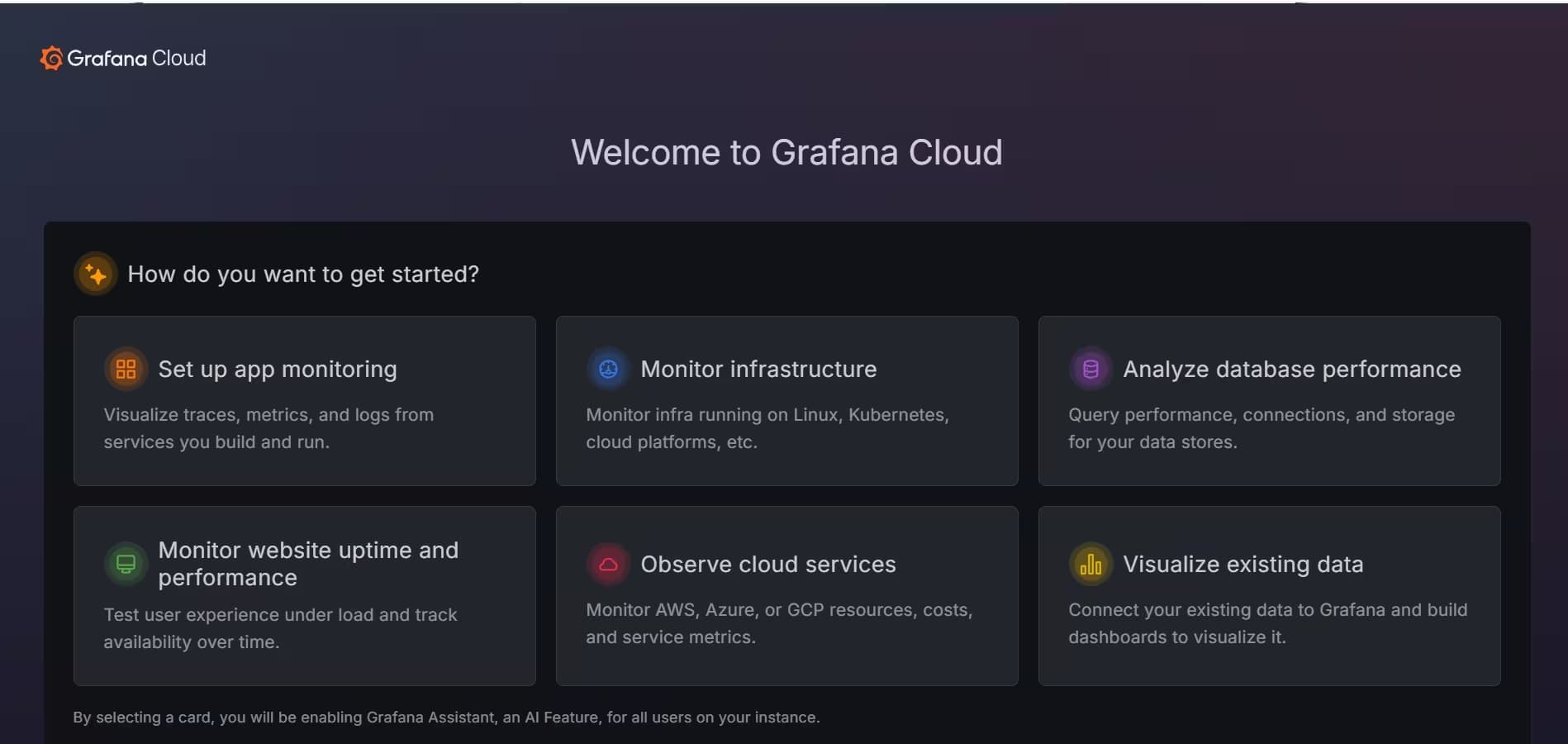 Grafana Cloud Onboarding Page Grafana Cloud Onboarding Page