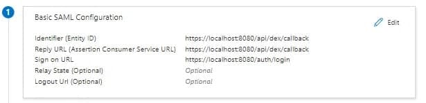 Basic SAML configuration Basic SAML configuration