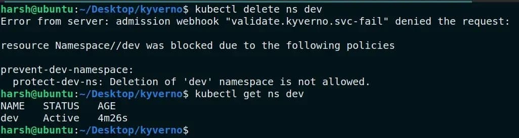 Deleting dev namespace Deleting dev namespace
